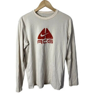 Nike Fit-Dry ACG Long Sleeve T-Shirt Cream Sze Small Cotton Blend Crewneck Men’s